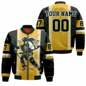 Pittsburgh Penguins Sidney Crosby 87 Signed Fans Personalized Bomber Jacket Model 4820